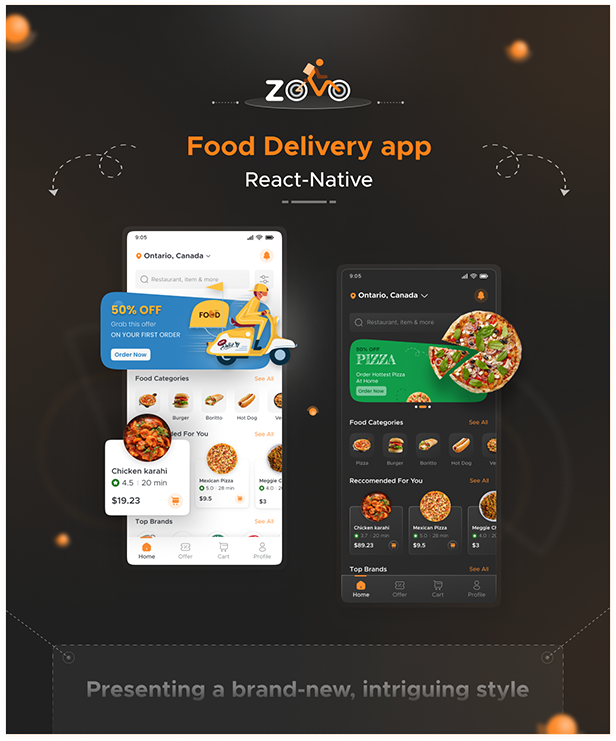 Online Organic Food Delivery & Grocery Market React Native App UI Kit - Zomo